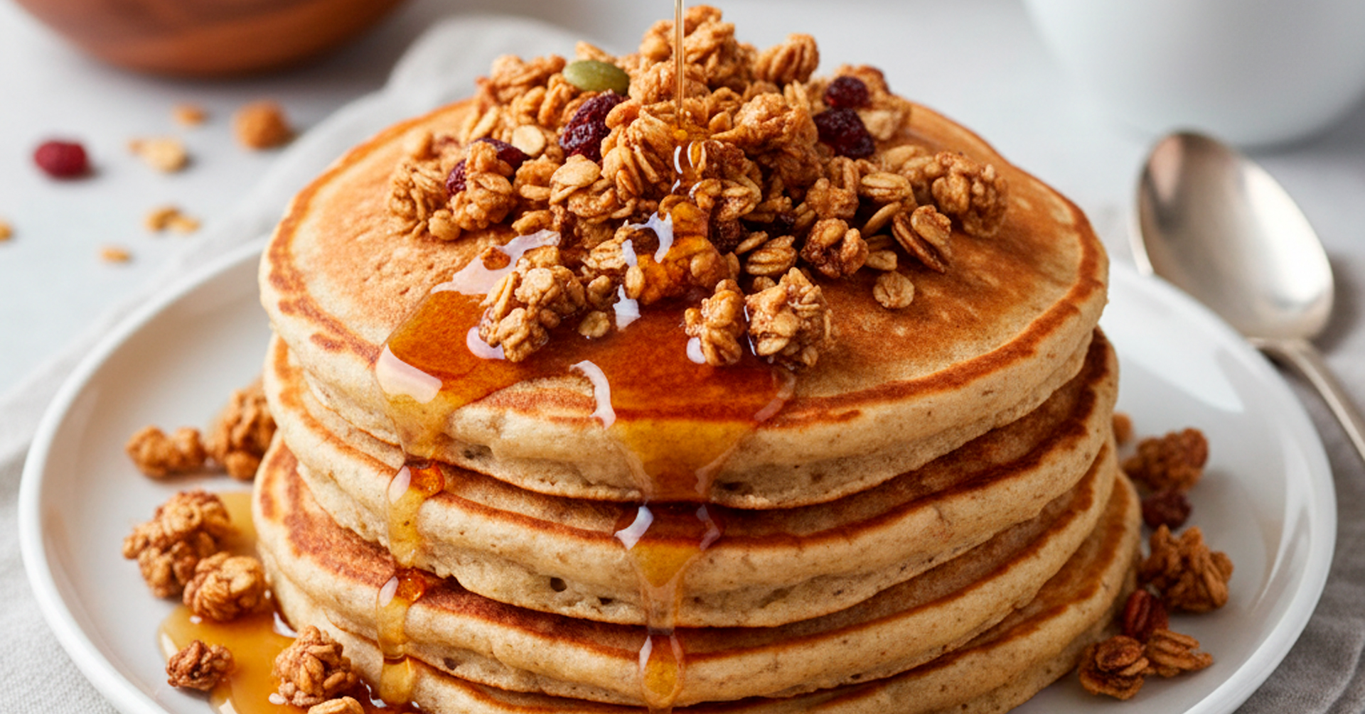 pancakes de avena con crumble de granola